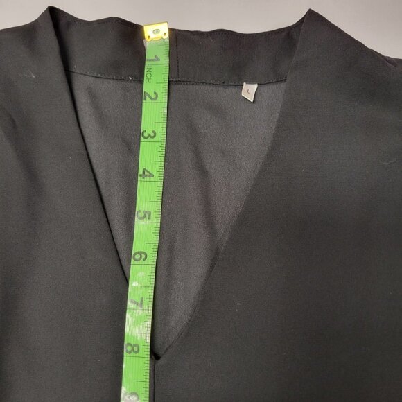 Black Long Sleeve V NeckLight Thin Blouse Top Size L - Picture 8 of 8